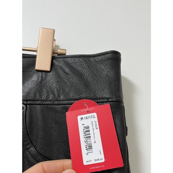 SPANX Leather Like Ankle Skinny Pants Size 1X Black Shaping Edgy Baddie NWT - Picture 5 of 7